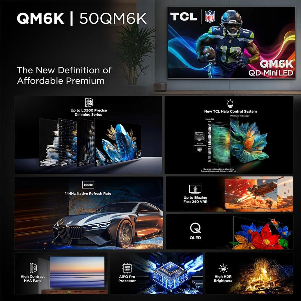 TCL - 85" Class QM6K Series 4K UHD HDR QD Mini LED Smart TV with Google TV (2025) 85QM6K