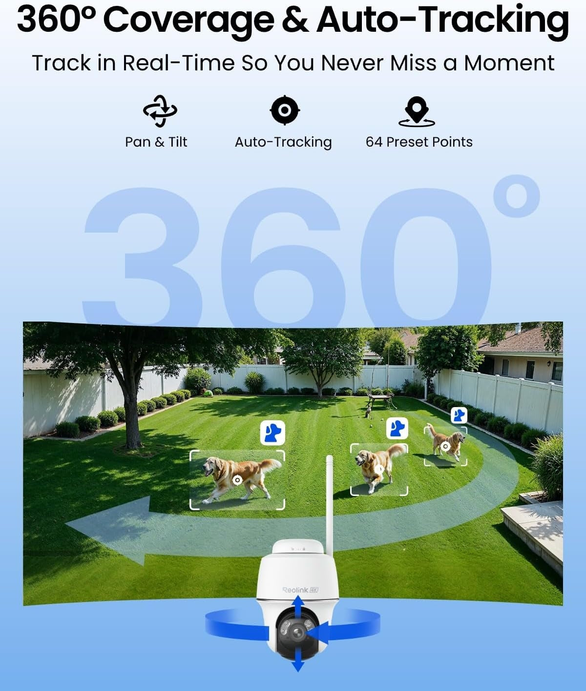 REOLINK 4K Solar Security Camera Wireless Outdoor, Argus PT Ultra+3W SP