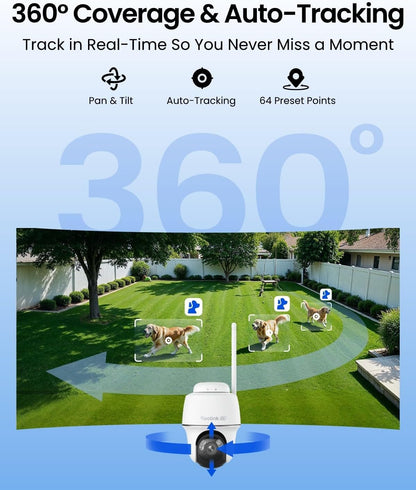 REOLINK 4K Solar Security Camera Wireless Outdoor, Argus PT Ultra+3W SP