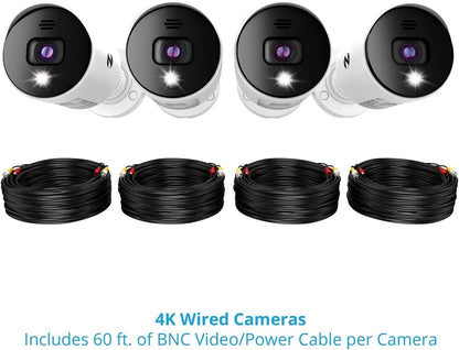 Night Owl 4-CH Video Home Security Camera System Wired 4K UHD Indoor/Outdoor Bluetooth CL-BT8D-4-14LSA