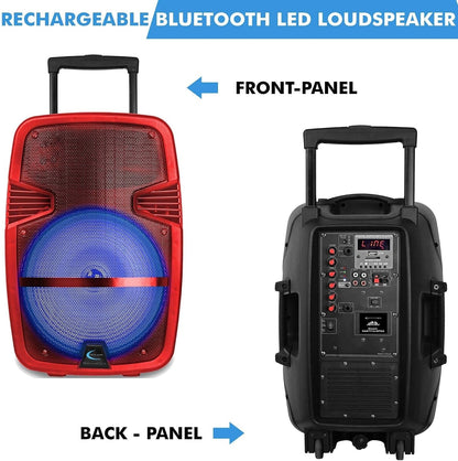 Technical Pro Red 15" Rechargeable Bluetooth LED Loudspeaker Package with Tripod & Microphone PARTY15RPKG2