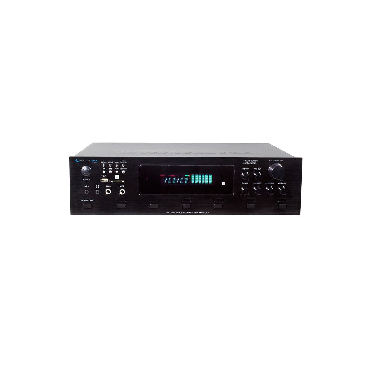 Technical Pro H12x500UBT 650W Digital Hybrid Amplifier/Preamp/Tuner with 12 Speaker Output