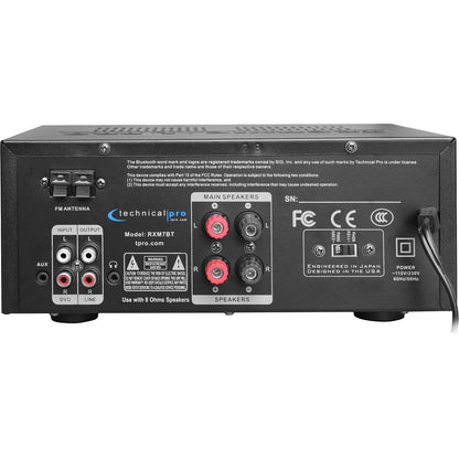 Technical Pro RXM7BT 1000W Home Receiver Bluetooth Amplifier Amp w/USB/SD/FM