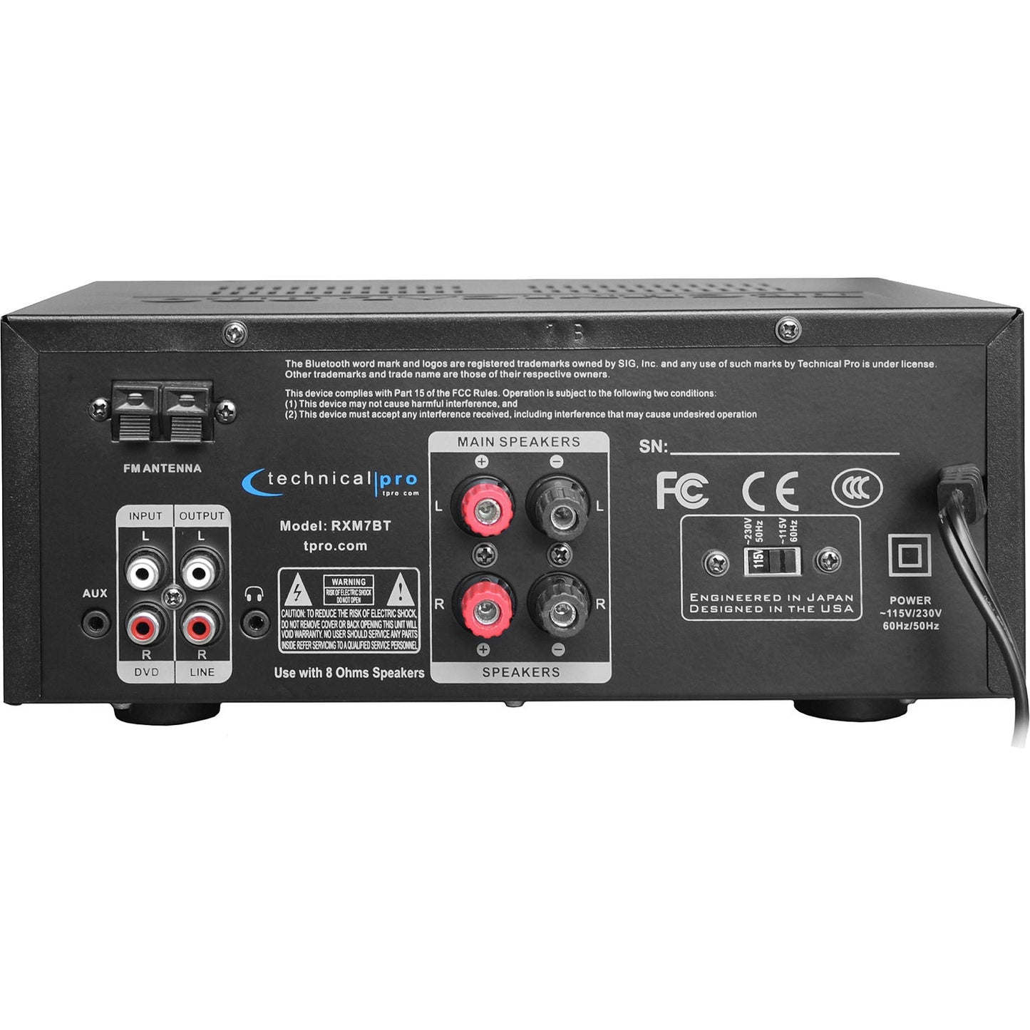 Technical Pro 1000W Home Receiver Bluetooth Amplifier Amp w/USB/SD/FM RXM7BT