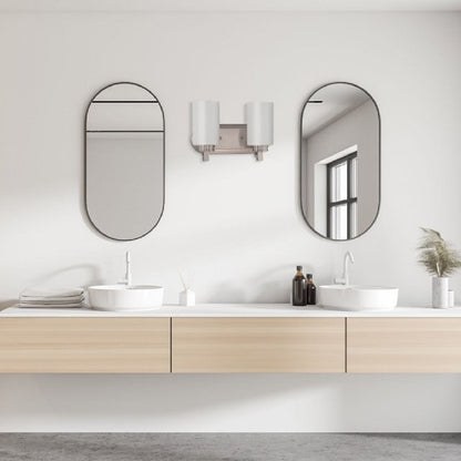 Luminance Sunset Lighting F18012-80 Dalton 2-Light Vanity Opal Etched Glass, Dimmable - With Bright Satin Nickel Finish