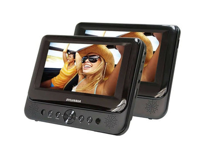 Sylvania SDVD7751 7" Dual Screen Portable DVD Player, built-in stereo speakers