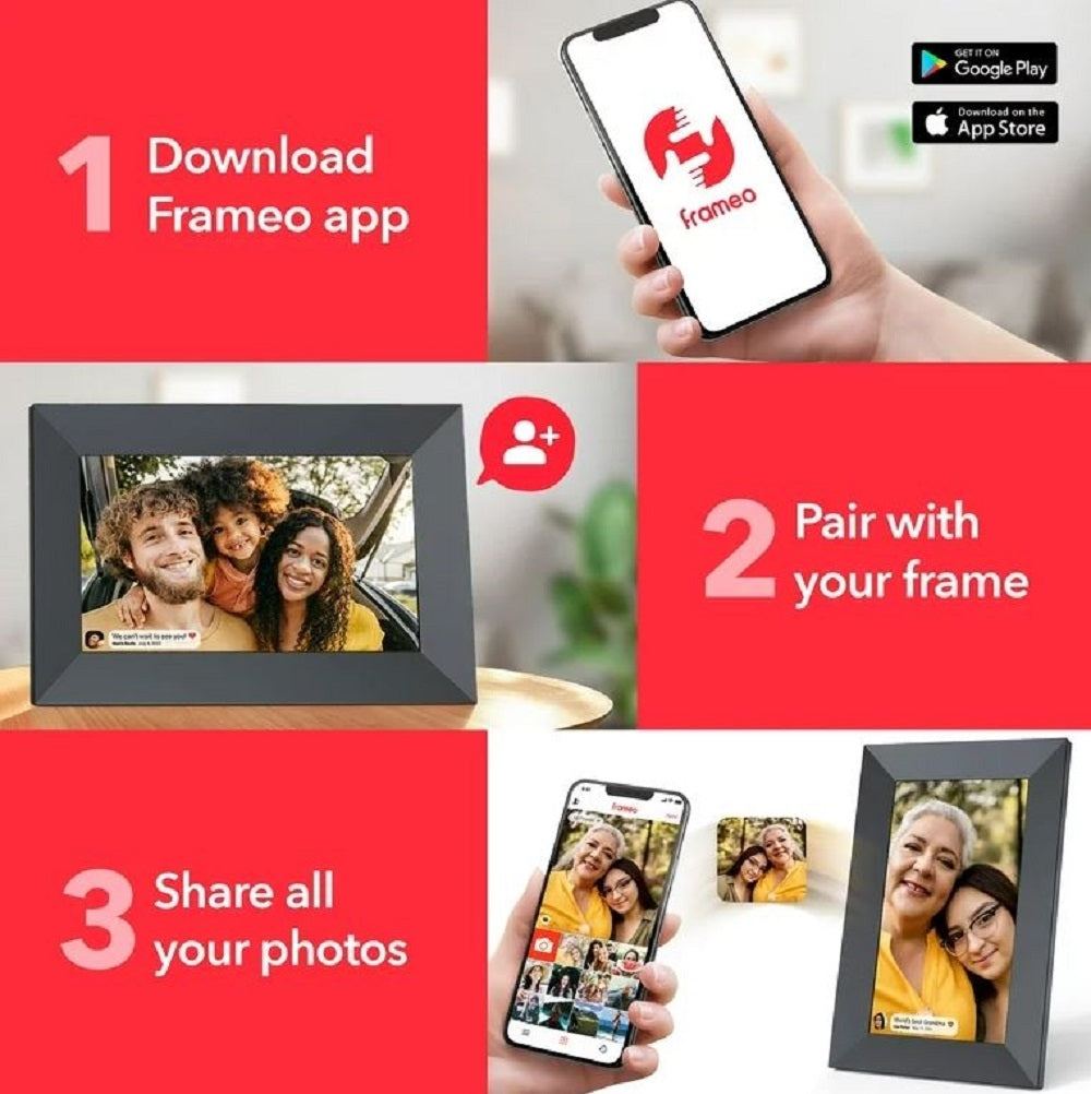 ONN 10” Wi-Fi Digital Picture Frame Send Photos & Videos Instantly via the Free Frameo App 100096733