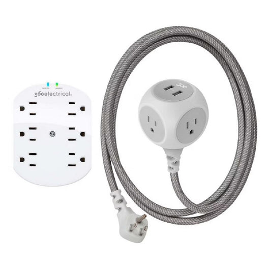 360 Electrical Habitat 2.4 6' Extension Cord with Loft 6-Outlet Surge Protector