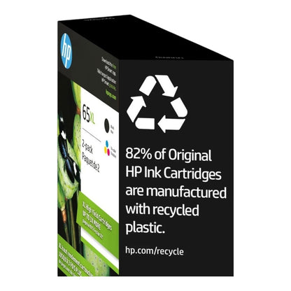HP High Yield 65XL Black Color Ink Cartridge 2-Pack T0A37BN