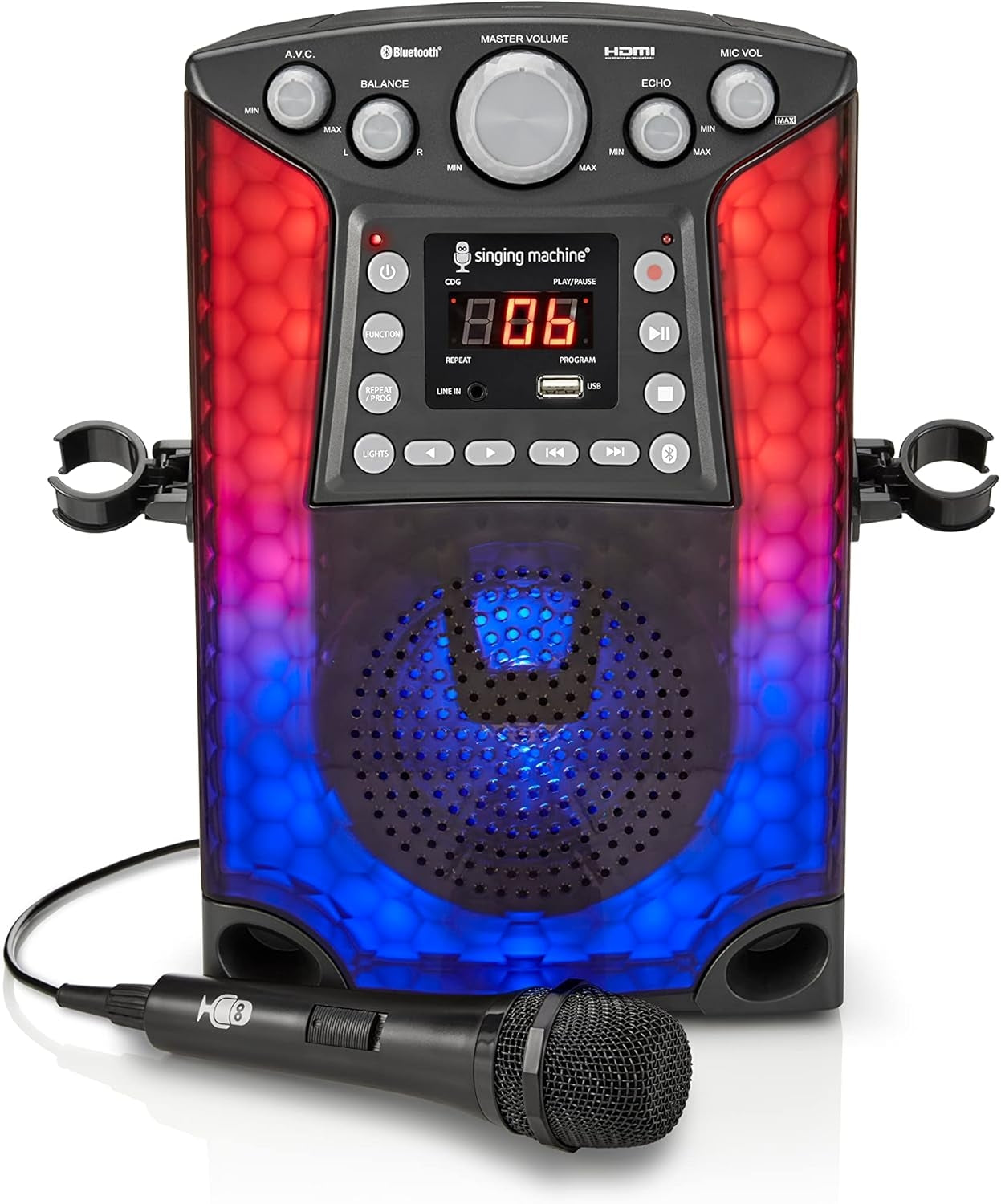 The Singing Machine Bluetooth CD+G Karaoke Sound System with LED Lights, SML633, Black