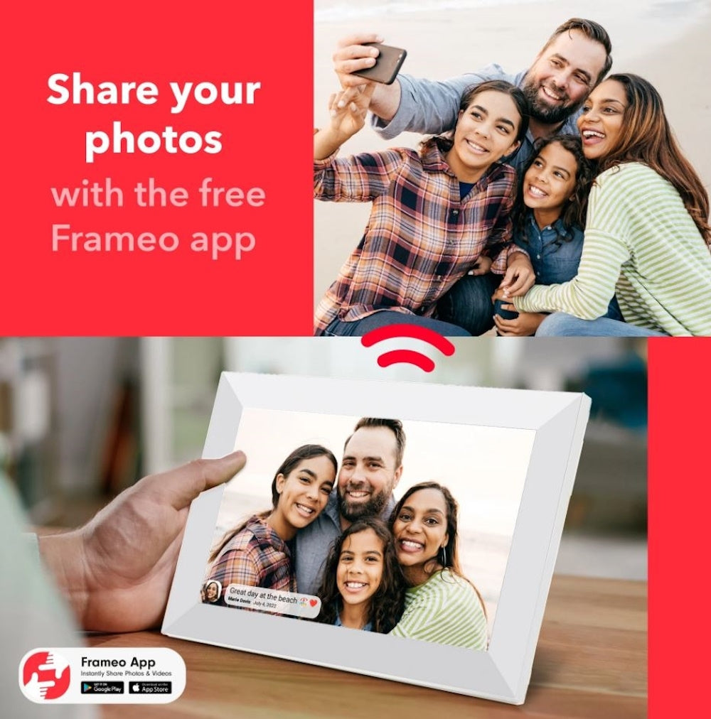 ONN 10.1” Digital Picture Frame Frameo Wi-Fi Photo Transfer 16 GB Memory 100147212