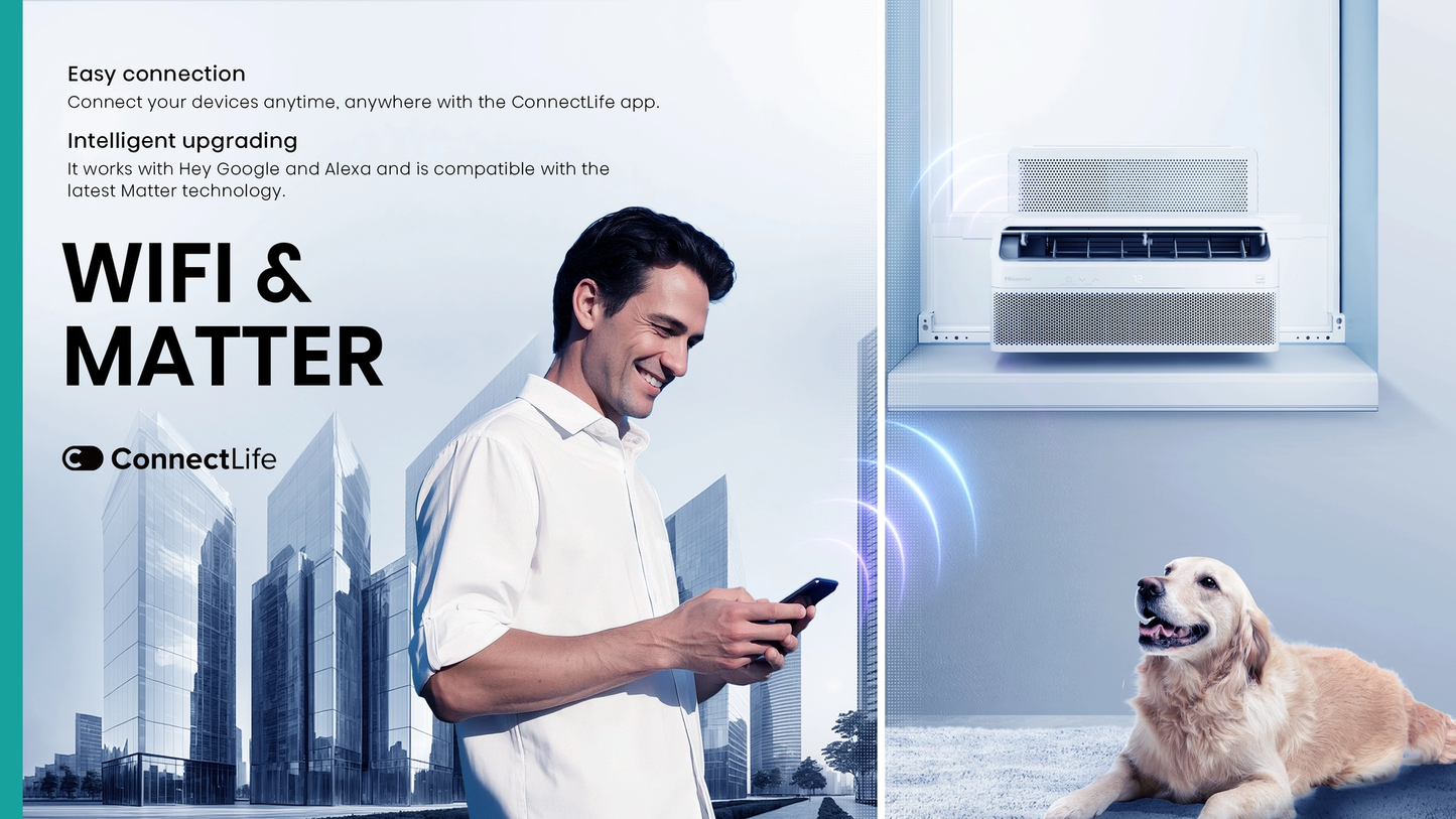 Hisense 8,000 BTU Smart Inverter Window Air Conditioner w/ Easy Install Bracket, 115V, Easy Install Bracket, 3-Fan Speeds, 700Watts - HLAW0825TW