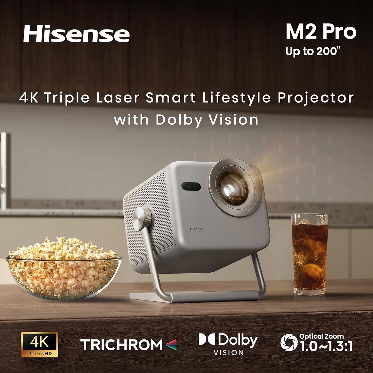 Hisense M2 Pro 1300-Lumen UHD 4K, 65” - 200”, Triple Laser Smart Projector M2PRO