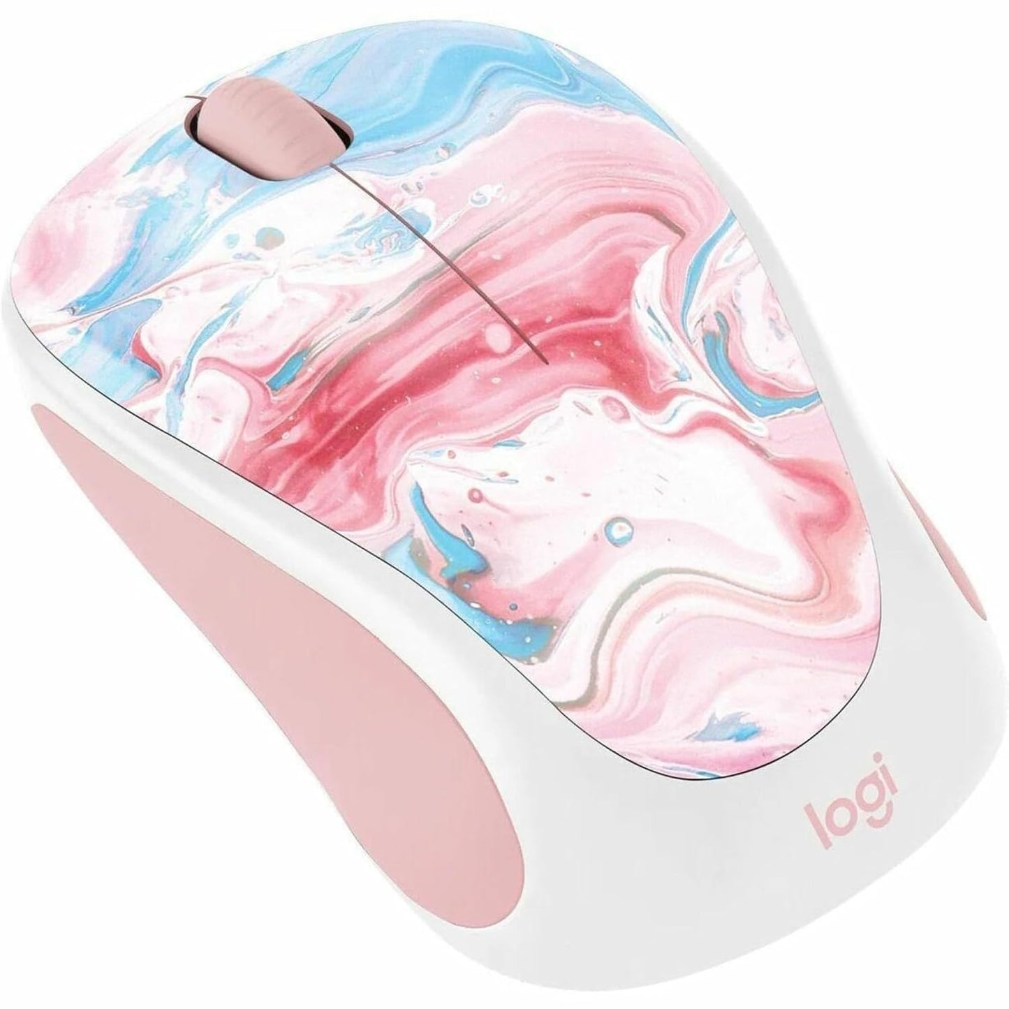 Logitech - Design Collection Limited Edition Wireless 3-button Ambidextrous Mouse with Colorful Designs - Wireless - Cotton Candy