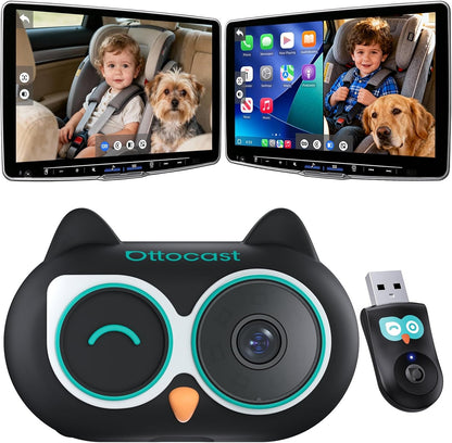 OTTOCAST CA520 Baby Car Camera 1080P HD Rear Seat Monitor, 150° Wide-Angle No-Glow Night Vision, Adjustable Camera