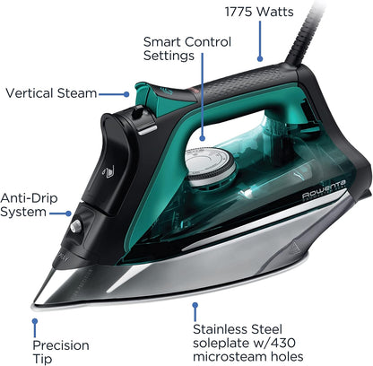 Rowenta Pro Master Stainless Steel Soleplate Steam Iron 210 g/min, 400 Microsteam Holes, 1775 Watts DW8360