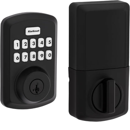 Kwikset Powerbolt 250 10-Button Keypad Matte Black Transitional Electronic Deadbolt Door Lock 992500-008
