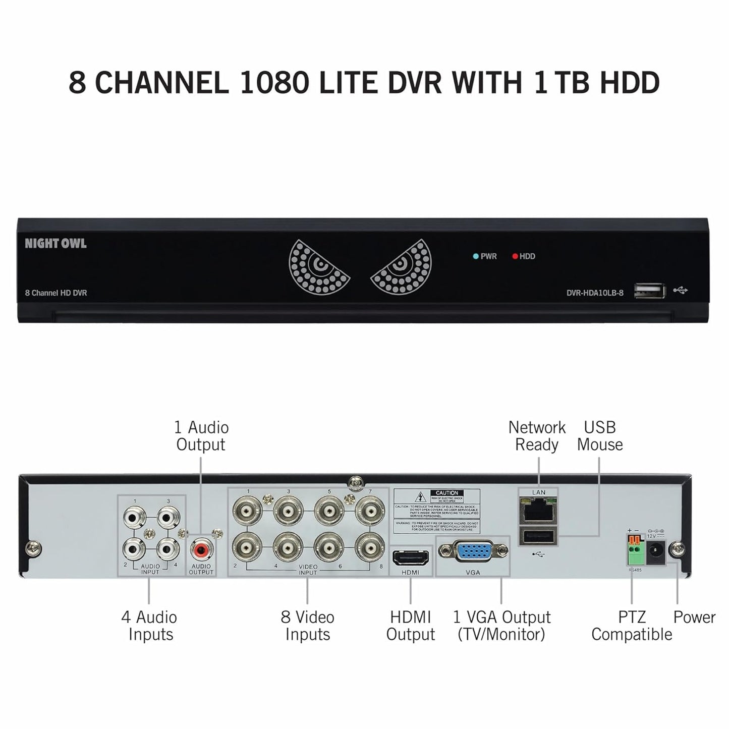 Night Owl 8-Channel 4-Camera 720p Security System with 1TB HDD DVR CL-HDA841-720