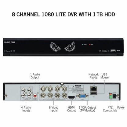Night Owl 8-Channel 4-Camera 720p Security System with 1TB HDD DVR CL-HDA841-720