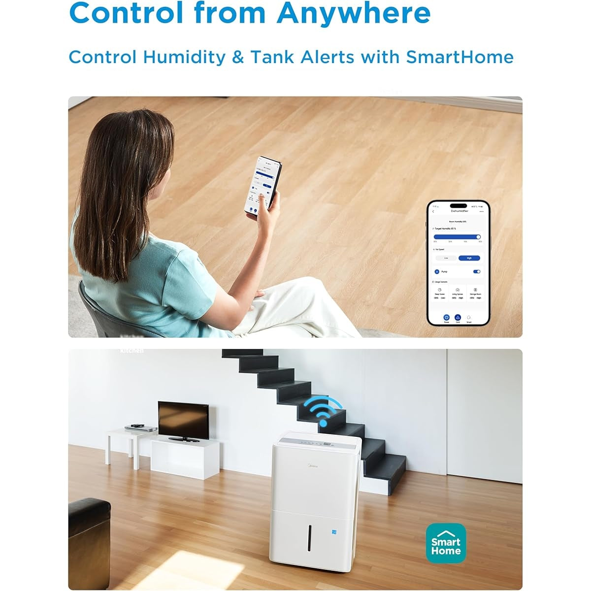 Midea 22 pt. EasyDry Dehumidifier for spaces up to 1,500 sq. ft. MAD22C1AWS