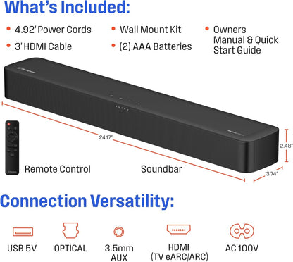 Westinghouse - 2.0 Mini Sound Bar w/ Dolby Atmos, Dolby Digital Plus, Bluetooth & Roku TV Ready - Black WS200AM