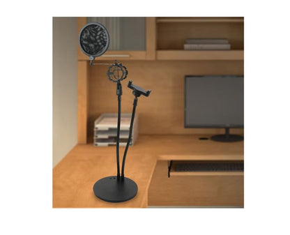 Technical Pro 2-in-1 Gooseneck Phone Holder with Microphone Shock Mount Holder & Microphone Pop Filter Flexible Mic Arm