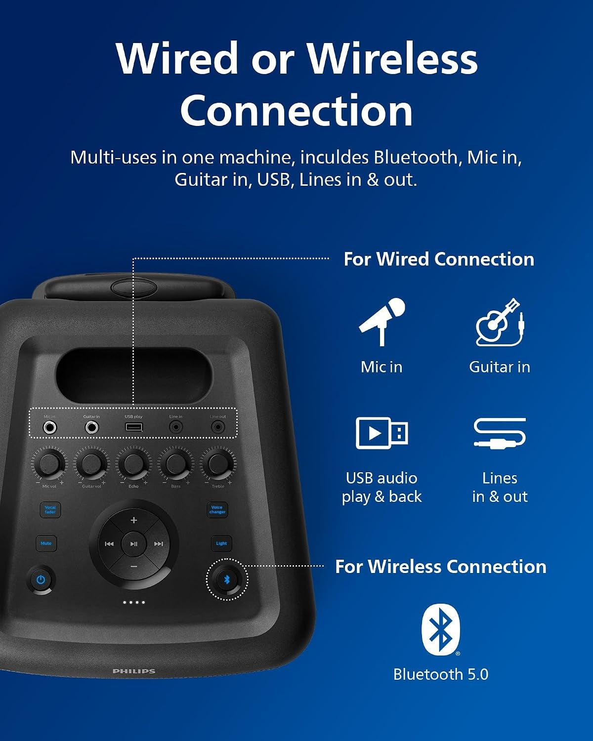 Philips - 80 W Wireless Speaker (Each) - Black TAX5206/37