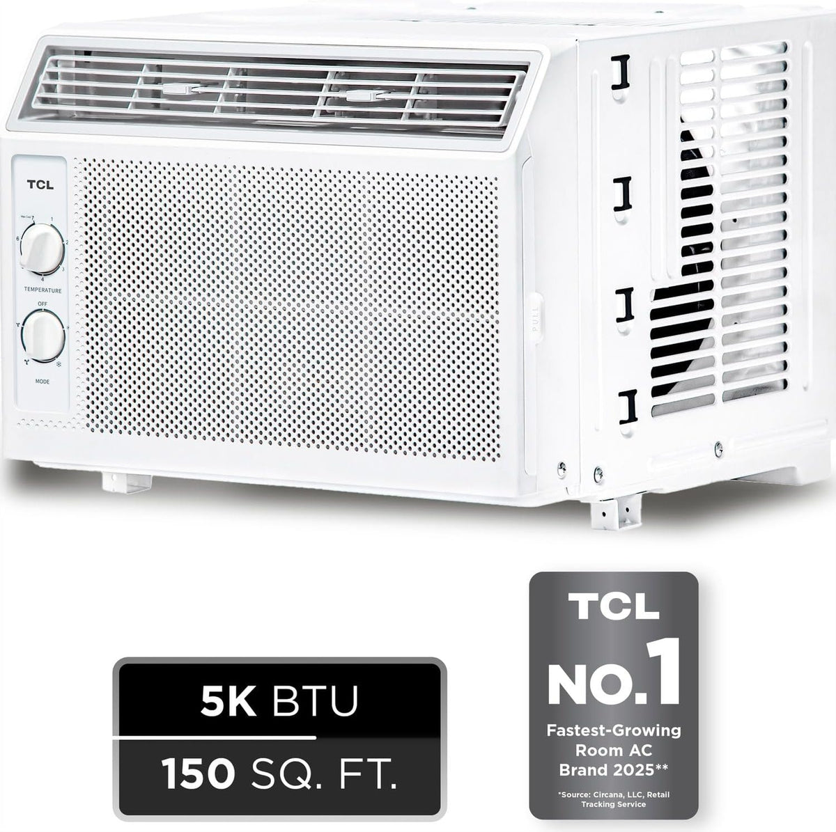 TCL 5,000 BTU (DOE) Mechanical Window Air Conditioner Cools 150 sq. ft. in White H5W33M