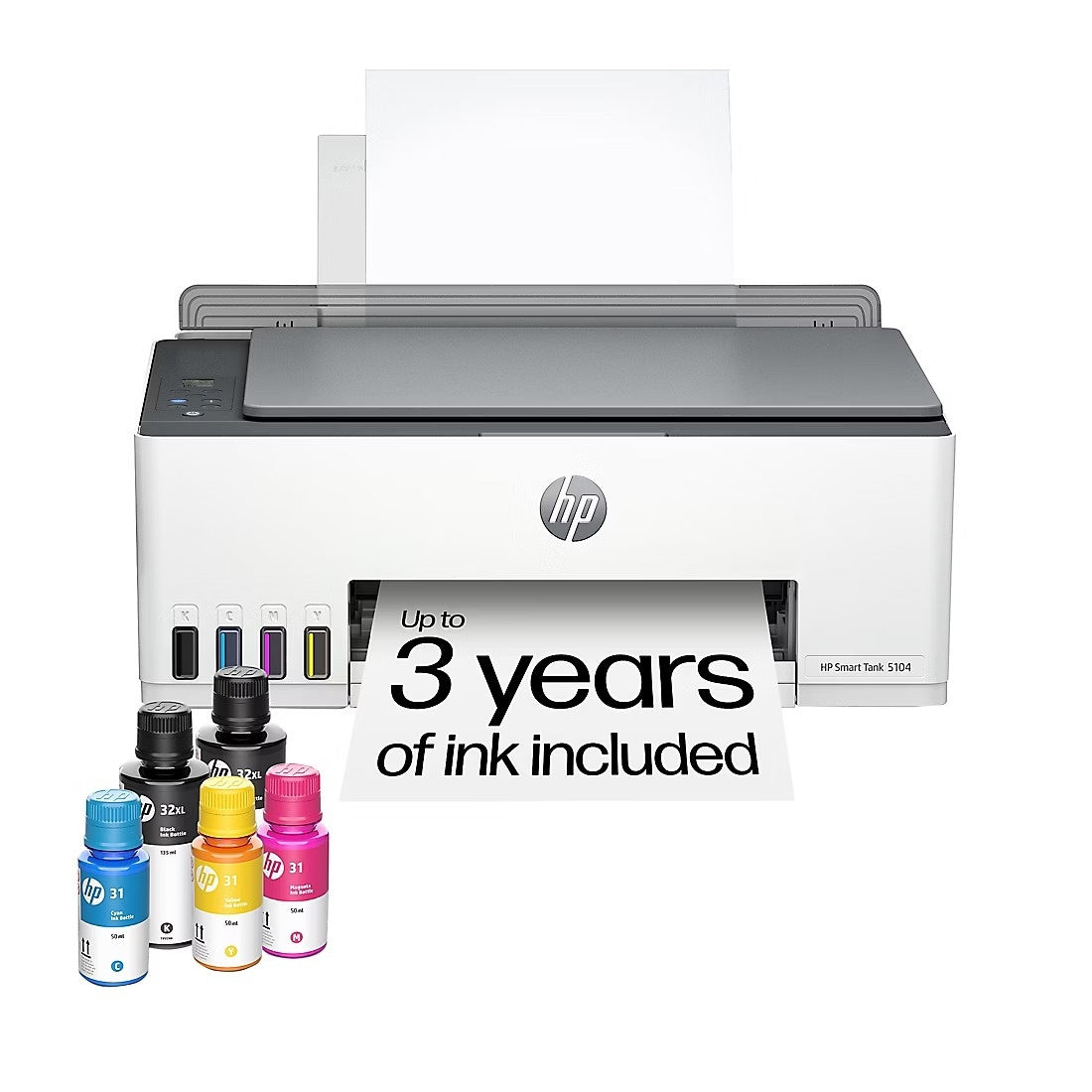 HP Smart Tank 5104 Wireless All-in-One Inkjet Printer – Print, Copy & Scan, Wi-Fi, Black/Gray 5D1B9A#B1H