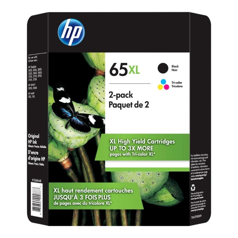 HP High Yield 65XL Black Color Ink Cartridge 2-Pack T0A37BN