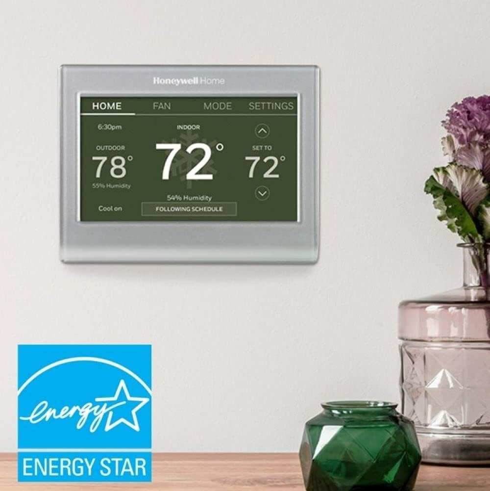 Honeywell Home RTH9585WF1004 Wi-Fi Smart Color Thermostat, 7-Day Programmable, Touch Screen Gray, Heating & Cooling System Type: 2 Stage