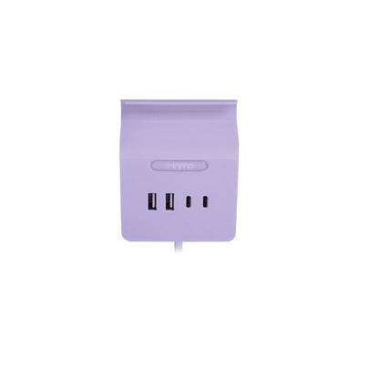 iHome 4 Port USB (1 USB-C, 3 USB-A) Charging Hub with Phone Holder - Pastel Purple 2IHCH2267PPLCB