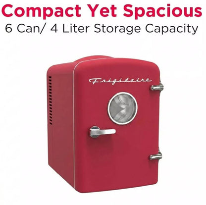 Frigidaire 6 Can Mini Personal Dorm Fridge Cooler Moonbeam EFMIS429-RED
