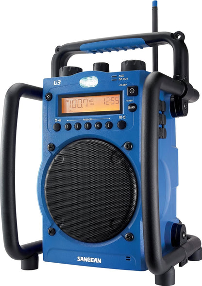 Sangean U3 AM/FM Ultra Rugged and Water Resistant Digital Tuning Radio Blue/black