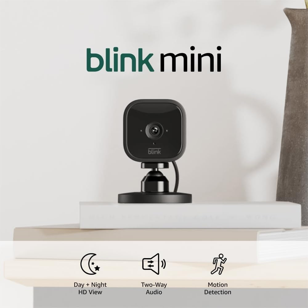 Blink Mini Pan-Tilt 1080p Indoor WiFi Camera Motion Alexa Black Two-Way Audio