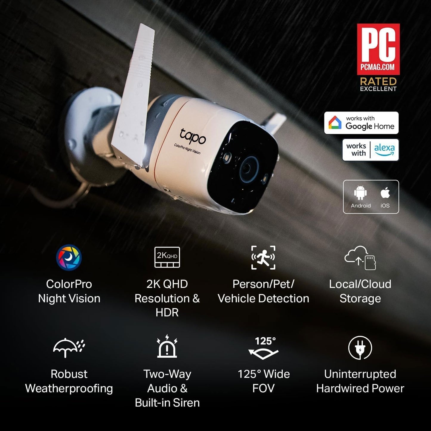 TP-Link Tapo ColorPro C325WB 4MP Wi-Fi Outdoor Camera with Spotlights