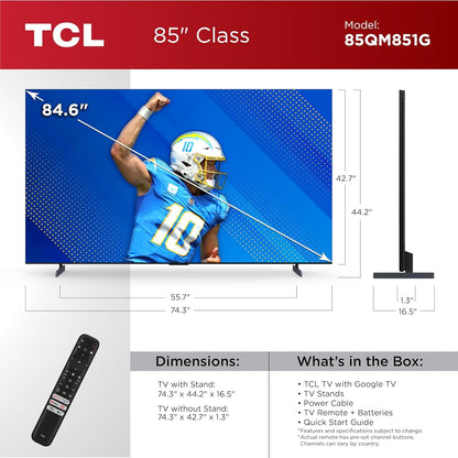 TCL - 85" Class QM8-Series 4K UHD QD Mini LED Smart Google TV 85QM851G
