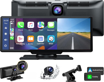 LAMTTO 9.26" Carplay Screen for Car with 2.5K Dash Cam, 1080P Backup Camera