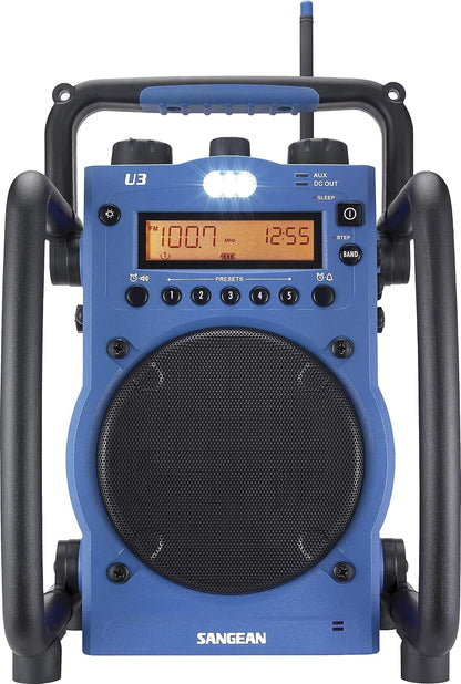 Sangean U3 AM/FM Ultra Rugged and Water Resistant Digital Tuning Radio Blue/black