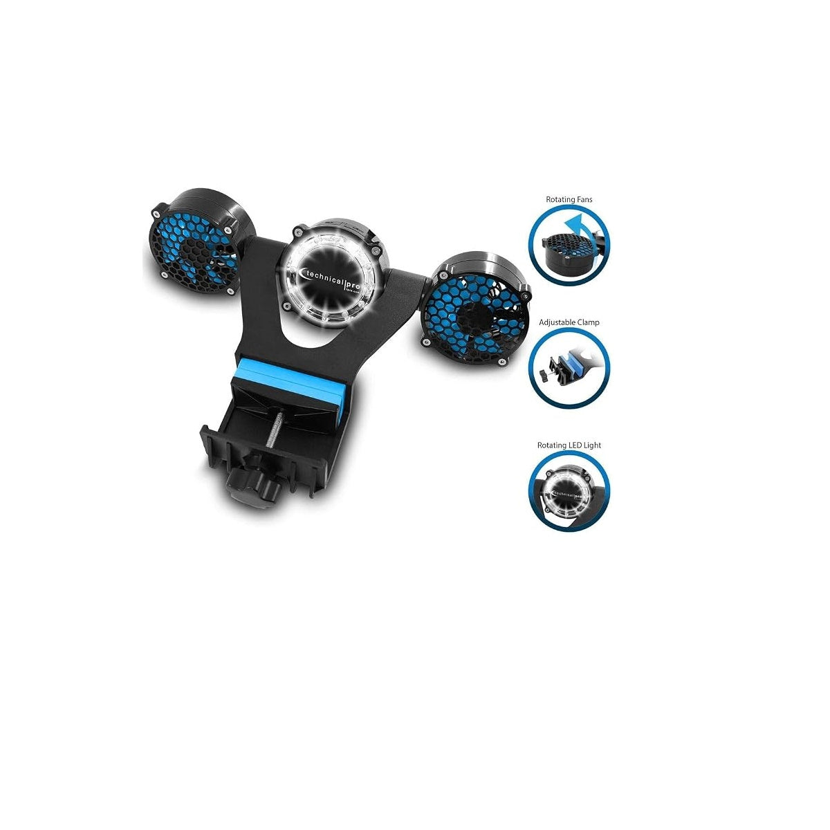Technical Pro OFBBQ Barbecue Grill LIght and Fan Equipped With 12 LED Bulbs And 2 Individually Rotating Fans