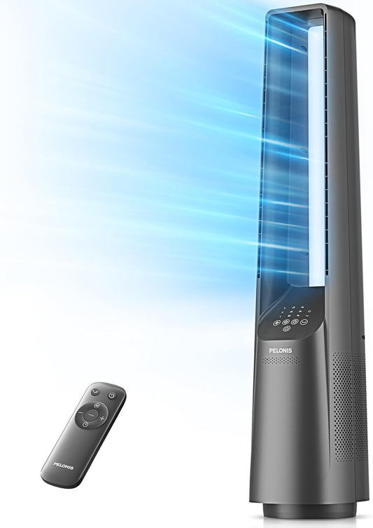 Pelonis 40" Bladeless Tower Fan with Powerful Airflow, Ultra-Quiet DC Motor (22 dB), 6 Speeds, 4 Modes PSFD42W6ALG
