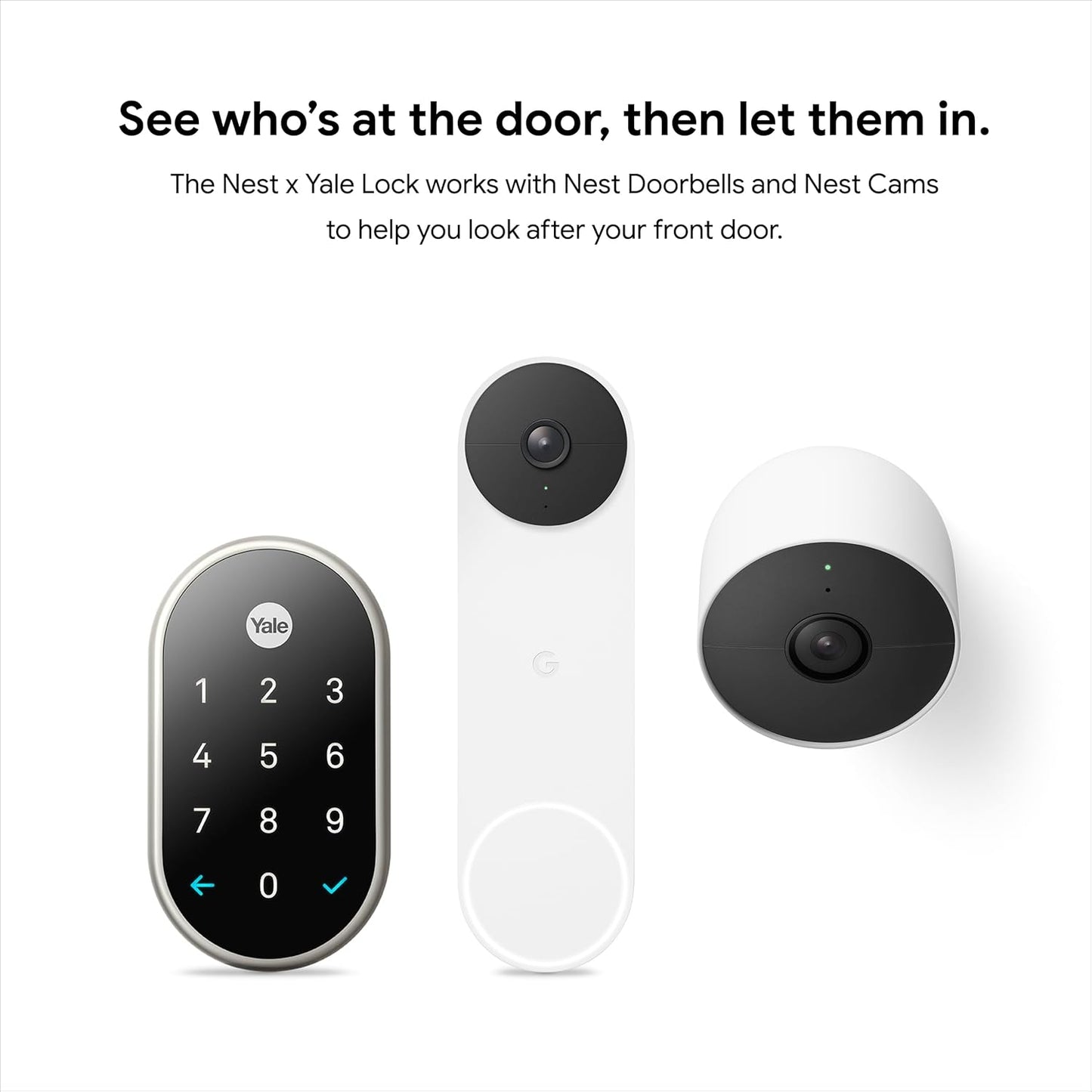 Nest x Yale - Smart Lock Wi-Fi Replacement Deadbolt with App/Keypad/Voice assistant Access - Satin Nickel
