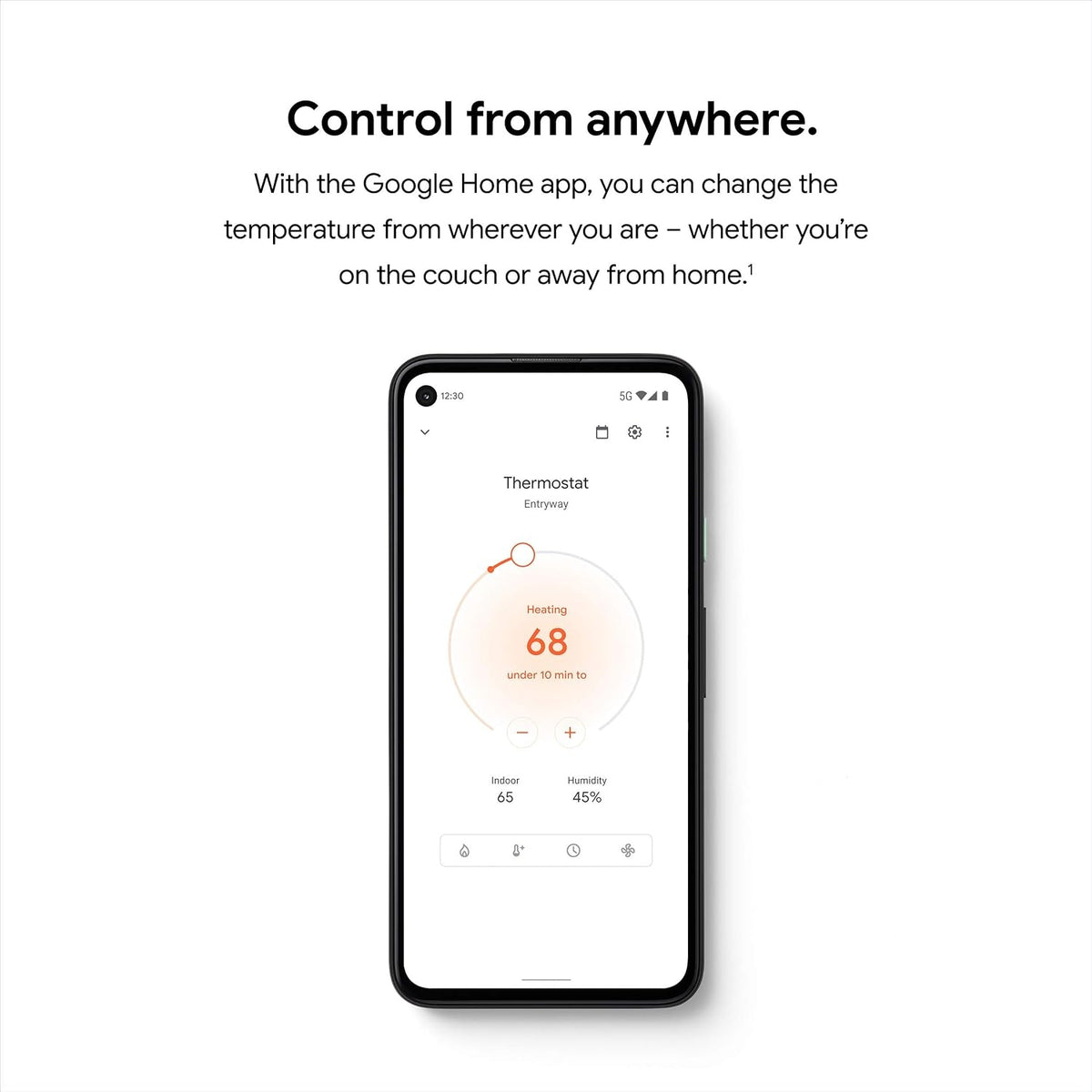 Google Nest Smart Thermostat for Home, Programmable Wi-Fi Thermostat - Fog 69N3SF