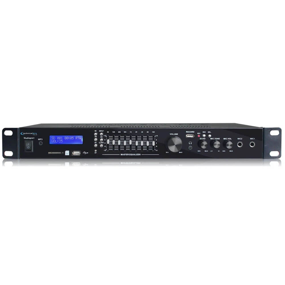 Technical Pro Bluetooth USB/SD Preamp Mixing Recorder w/2 Mic Inputs+9 Band EQ