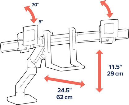 Ergotron HX Dual Monitor Desk Arm Polished Aluminum 45-476-026