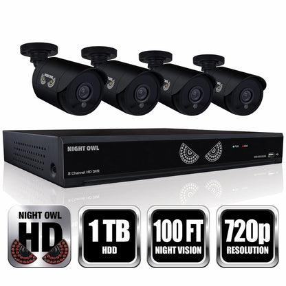 Night Owl 8-Channel 4-Camera 720p Security System with 1TB HDD DVR CL-HDA841-720