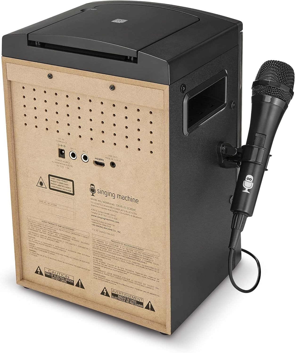 The Singing Machine Bluetooth CD+G Karaoke Sound System with LED Lights, SML633, Black