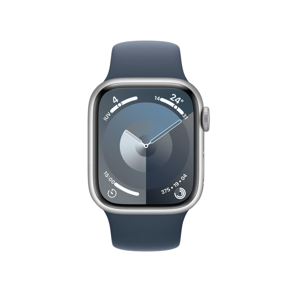 Apple Watch Series 9 GPS 41mm Silver Aluminum Case with Storm Blue Sport Band S/M MR903LW/A