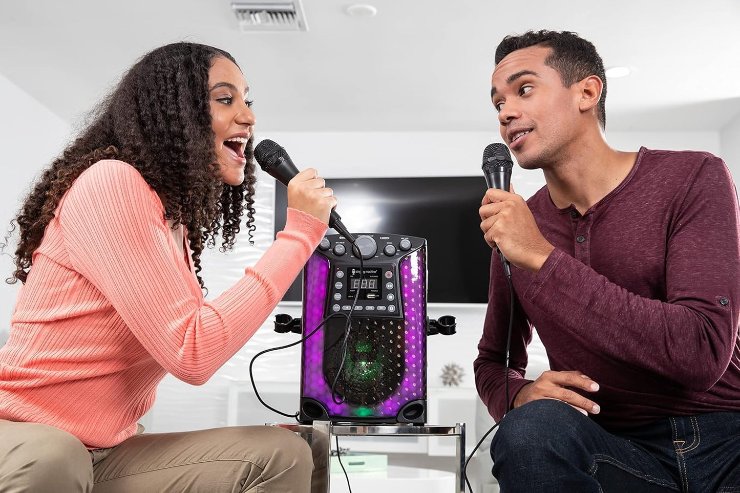 The Singing Machine Bluetooth CD+G Karaoke Sound System with LED Lights, SML633, Black