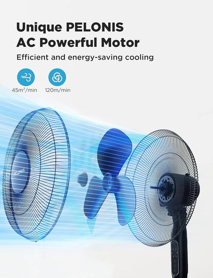 Pelonis 16 Pedestal Remote Control Oscillating Stand Up Fan 7-Hour Timer 3-Speed and Adjustable Height Black PFS40A4BBB